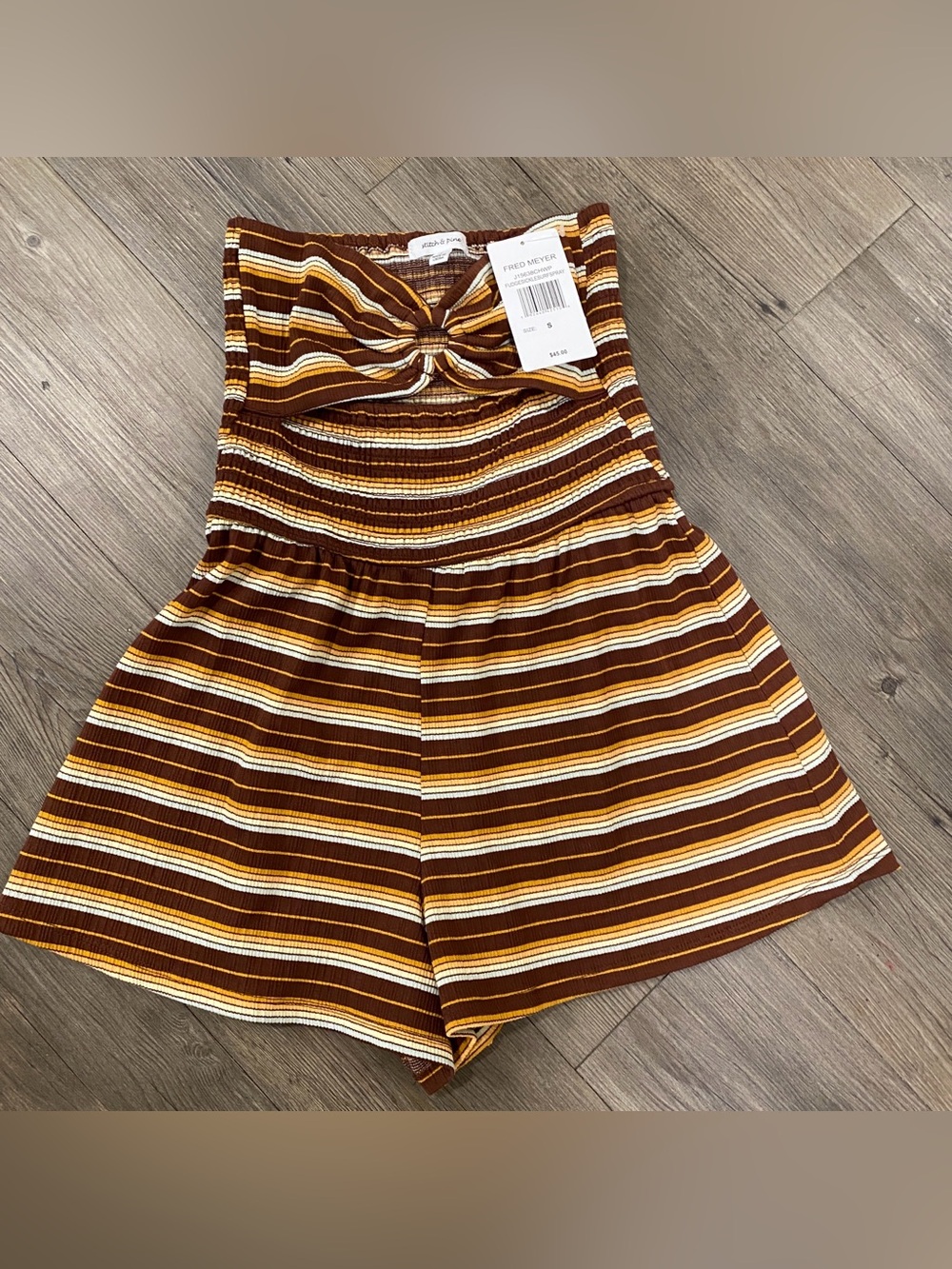 Stitch & Pine Striped Brown & Cream Jumpsuit - Women's Summer Style